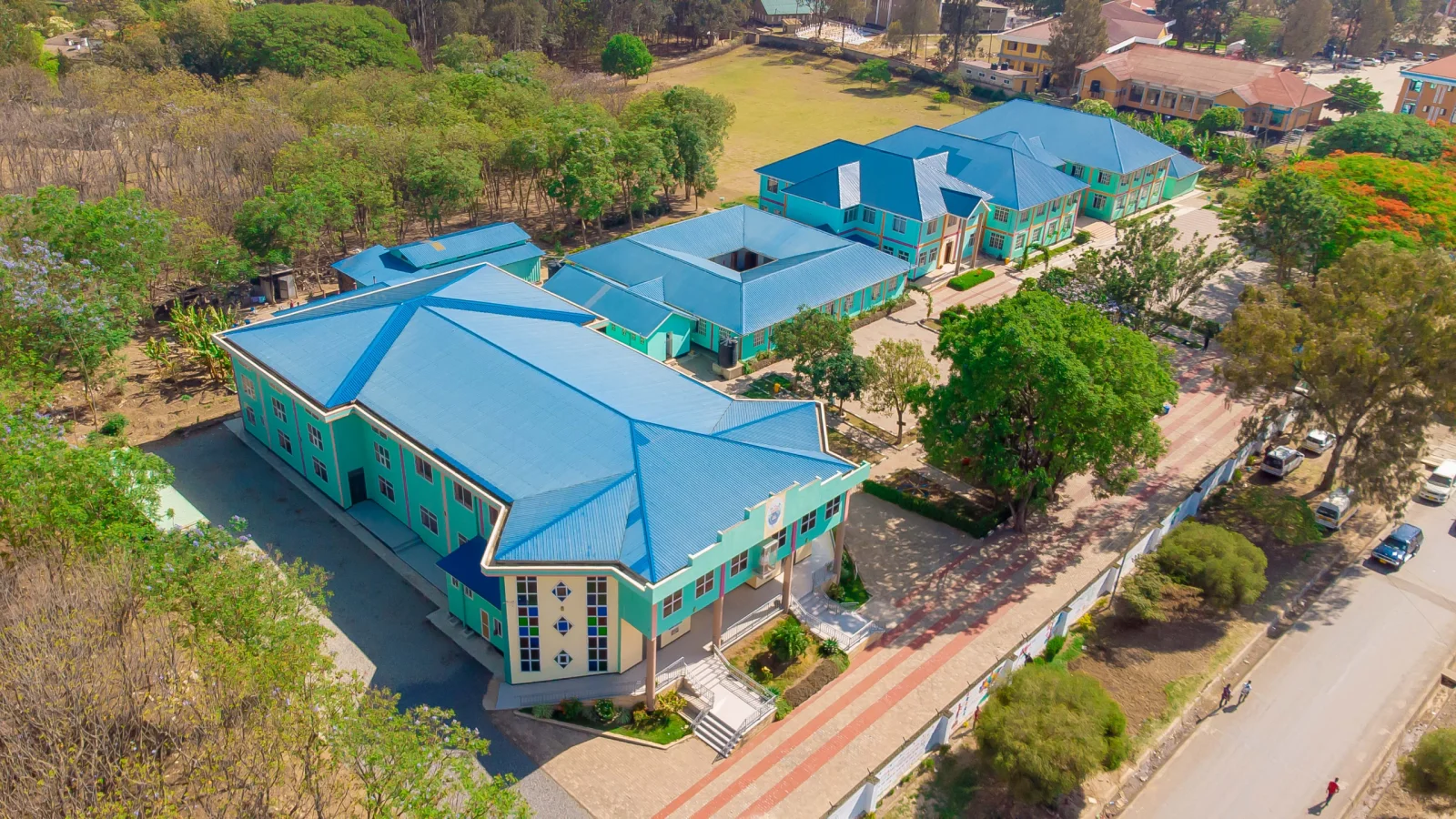 Aerial view of the St. Charles Borromeo school campus.